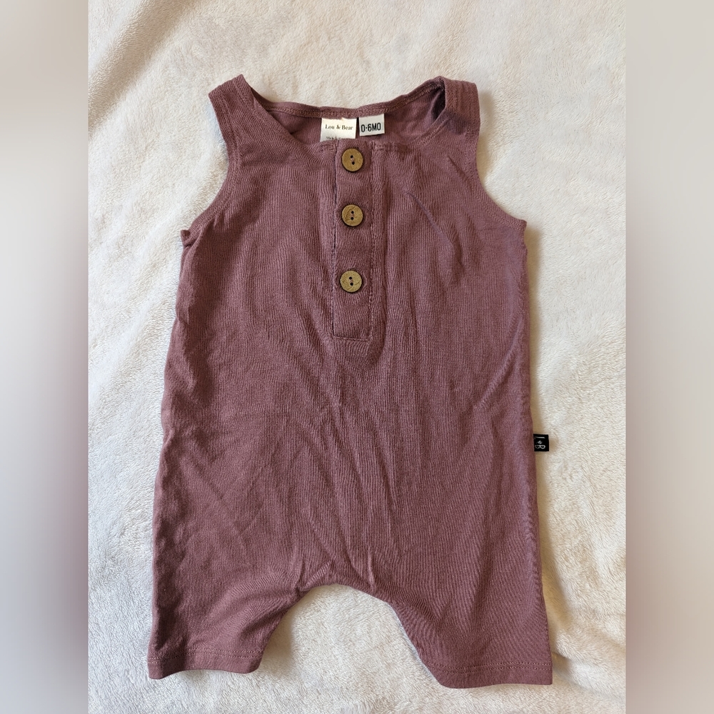 Lou and bear romper mauve 0-6mo